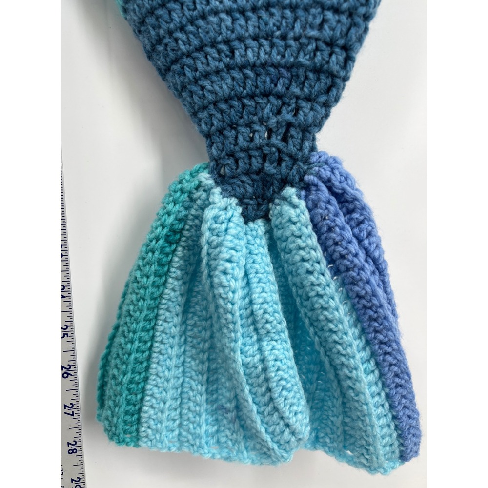 Hand Crochet Mermaid Tail Baby Blanket Toddler Photo Shoots Prop Fish Tail - Picture 5 of 5
